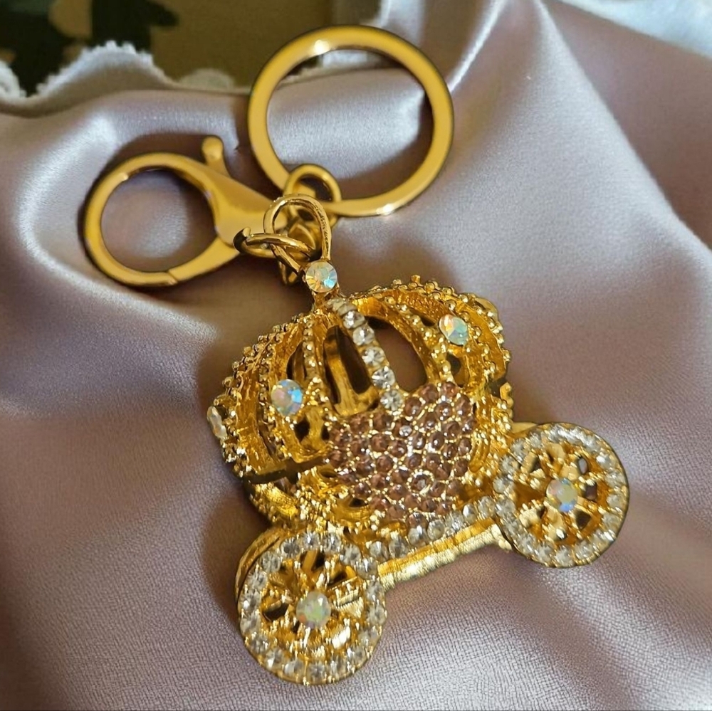 Carriage Rhinestone Keychain